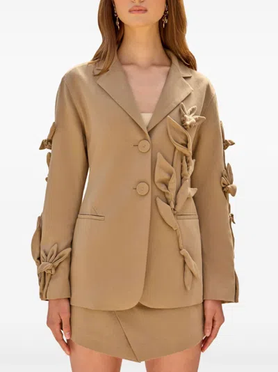 Cult Gaia Long-sleeved Suit Coat In Neutrals