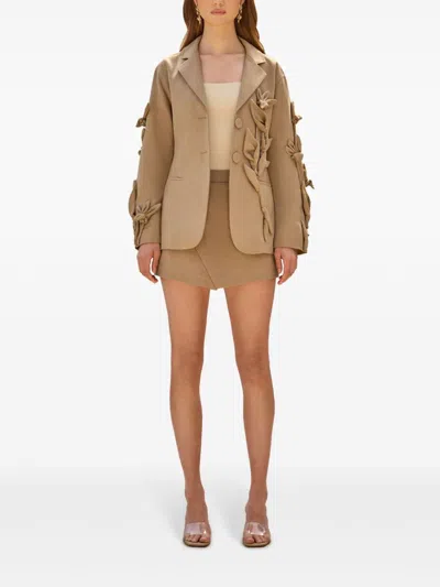 Cult Gaia Long-sleeved Suit Coat In Neutrals