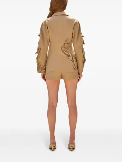 Cult Gaia Long-sleeved Suit Coat In Neutrals