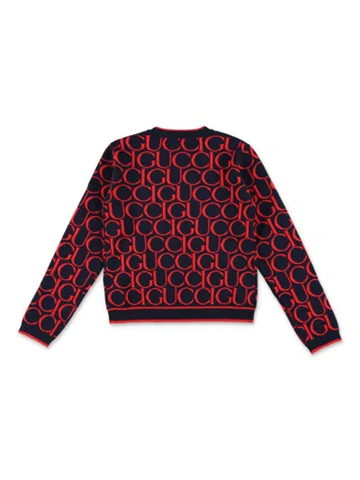 Gucci Wool Jacquard Sweater In Blue