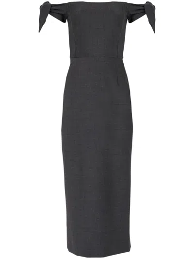 Carolina Herrera Off-the-shoulder Stretch-wool Midi Dress In Black