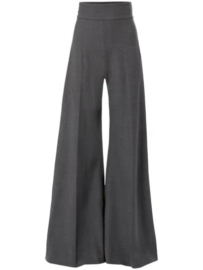 Carolina Herrera High-waist Stretch-wool Wide-leg Pants In Grey