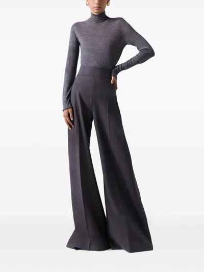 Carolina Herrera High-waist Stretch-wool Wide-leg Pants In Grey