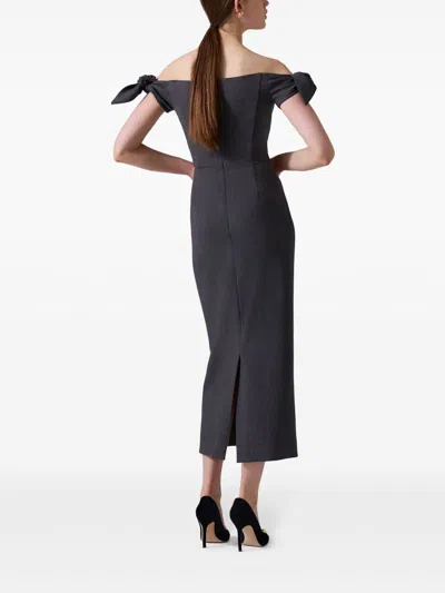 Carolina Herrera Off-the-shoulder Stretch-wool Midi Dress In Black