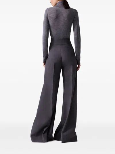 Carolina Herrera High-waist Stretch-wool Wide-leg Pants In Grey