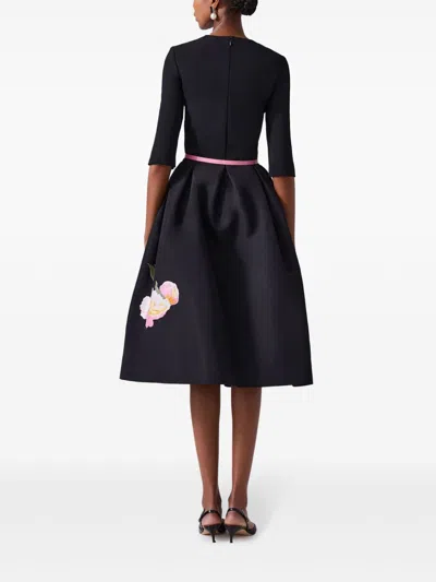 Carolina Herrera Floral-embroidered Dress In Black