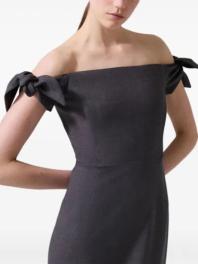 Carolina Herrera Off-the-shoulder Stretch-wool Midi Dress In Black