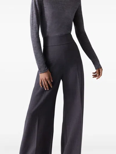 Carolina Herrera High-waist Stretch-wool Wide-leg Pants In Grey