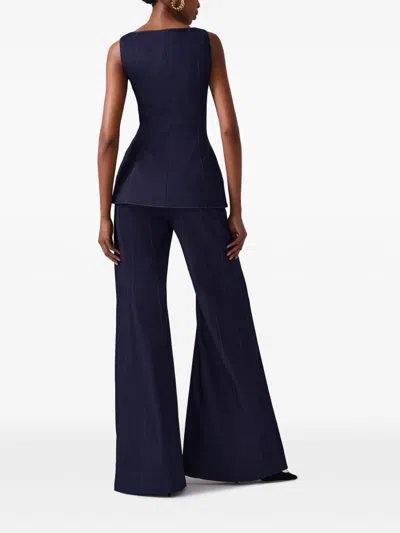 Carolina Herrera Denim Zip-up Top In Blue
