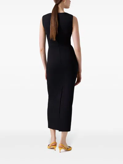 Carolina Herrera Plunging U-neck Sleeveless Midi Dress In Black