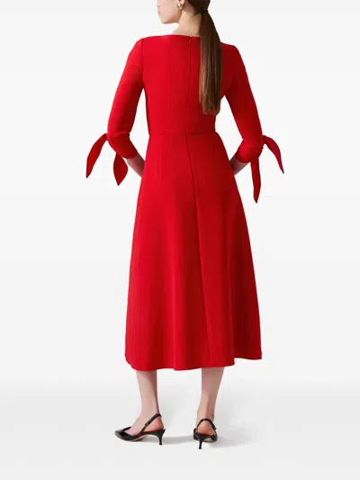 Carolina Herrera Tie-sleeve Midi Dress In Red