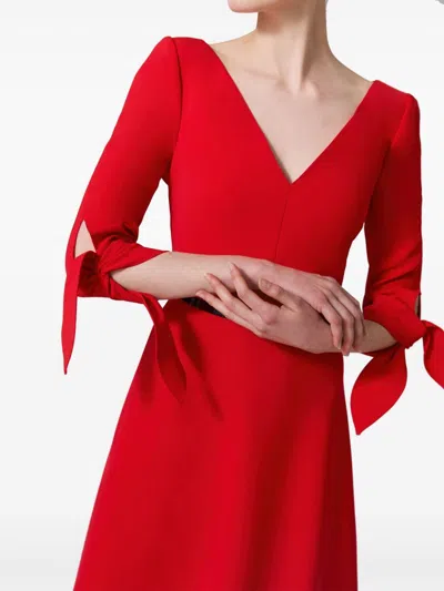 Carolina Herrera Tie-sleeve Midi Dress In Red