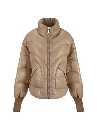 Shop Khrisjoy Corazon Shiny Down Jacket In Champagne