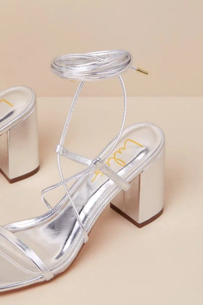 Lulus Aribaa Silver Lace-up High Heel Sandals In Silver