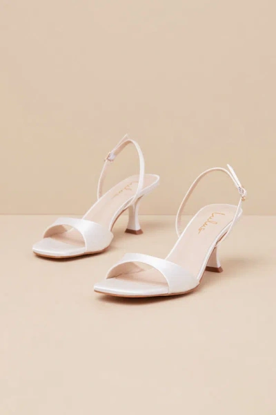 Lulus Soline White Satin Slingback Low Heel Sandals In White
