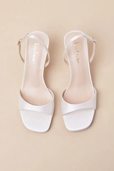 Lulus Soline White Satin Slingback Low Heel Sandals In White