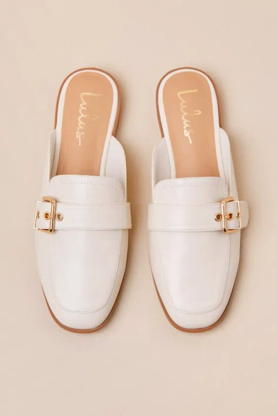 Lulus Marquete Bone Buckle Mule Slides In White