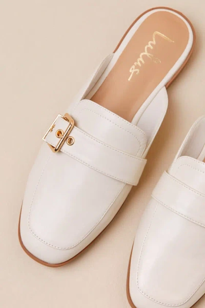 Lulus Marquete Bone Buckle Mule Slides In White