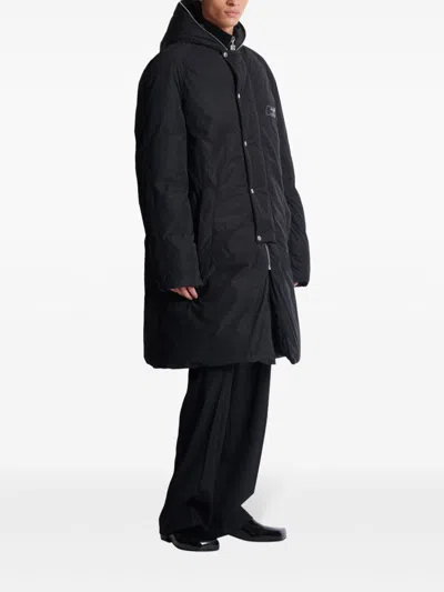 Balmain Quilted Hooded Jacket Silver Hardware In Black