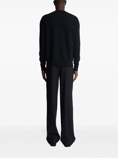Balmain Virgin Wool Kiss Sweater With Lips Motif In Black