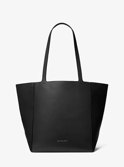 Michael Kors Jordi Large Leather Tote Bag In Black