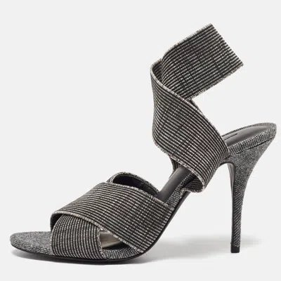 Pre-owned Alexander Wang Grey/black Canvas Ankle Wrap Sandals Size 37