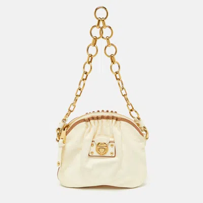 Pre-owned Marc By Marc Jacobs Off White/brown Leather Chain Bag