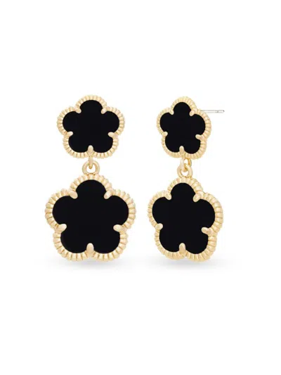 Jankuo Women's Flower 14k Goldplated & Onyx Drop Earrings In Onyx
