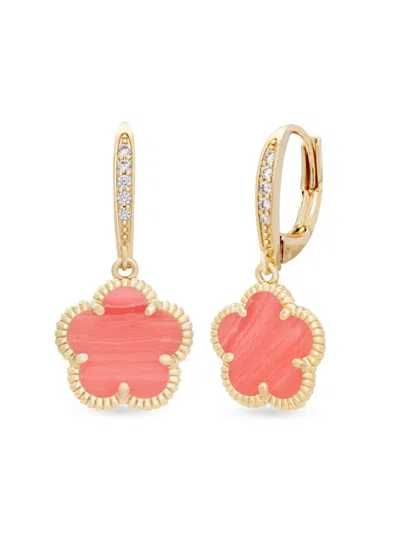 Jankuo Women's Flower 14k Goldplated & Cubic Zironia Drop Earrings In Red