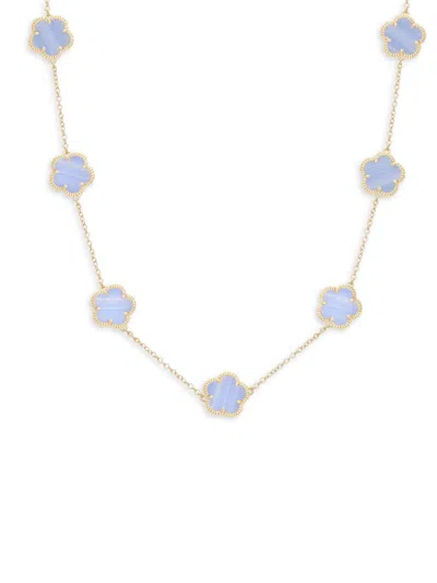 Jankuo Women's Flower 14k Goldplated & Synthetic Stone Clover Station Necklace In Brass