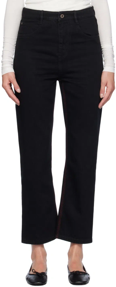 Shop Fax Copy Express Black Red Stitch Straight-leg Jeans