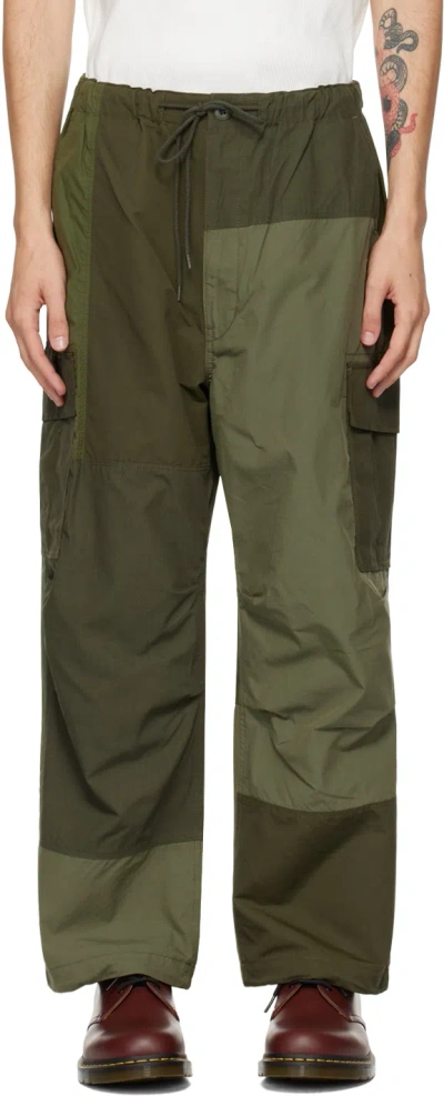 Shop Comme Des Garçons Homme Deux Green Patchwork Cargo Pants In 2 Khaki Mix