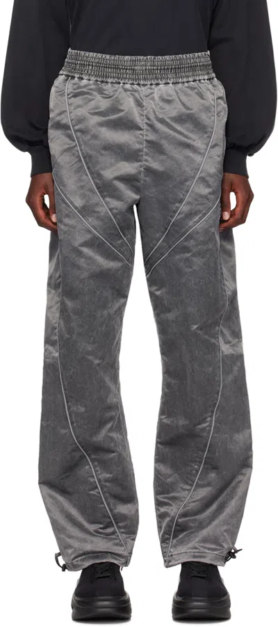 ALEXANDER WANG GRAY PIPED TRACK PANTS 