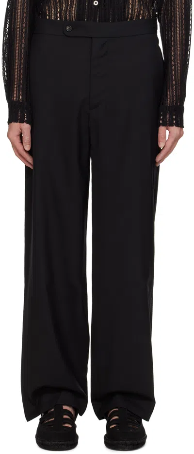 Shop Bode Black Tropical Wool Side Buckle Trousers