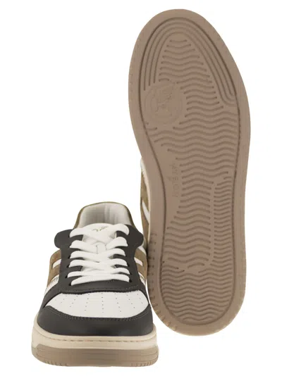 Shop Hogan H630 Leather Lace Up Trainers In Black/brown