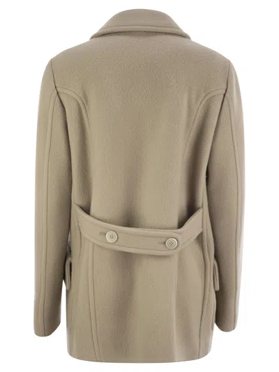 Fay Wool And Cashmere Peacoat In Neutral