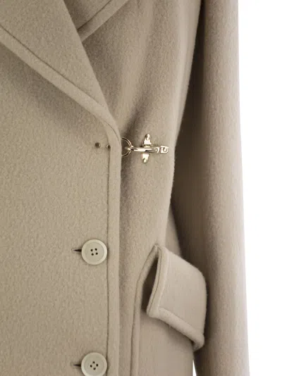 Fay Wool And Cashmere Peacoat In Neutral