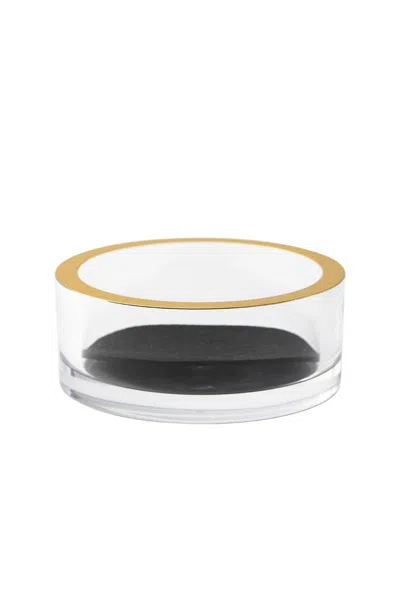 Caspari Acrylic Wine Bottle Coaster In Clear With Gold Rim