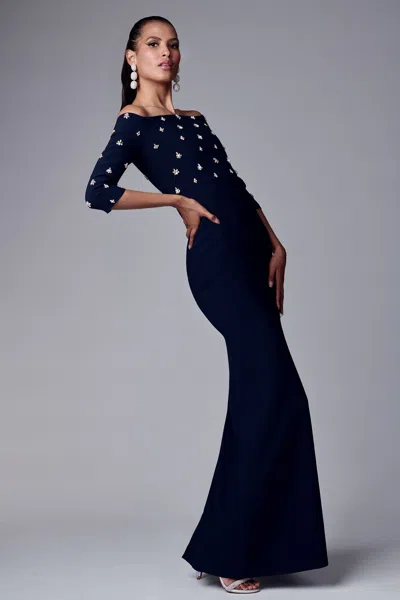 Shop Sachin & Babi Amarette Gown In Dark Midnight