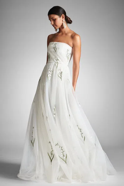 Sachin & Babi Anais Gown In White/embroidered Floral