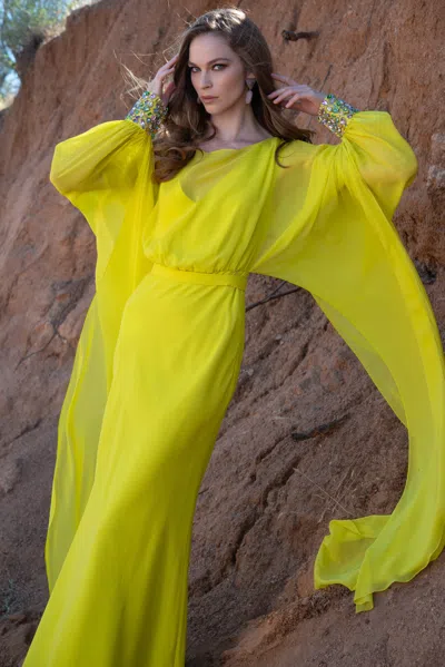 Shop Sachin & Babi Aphrodite Gown In Neon Limeade