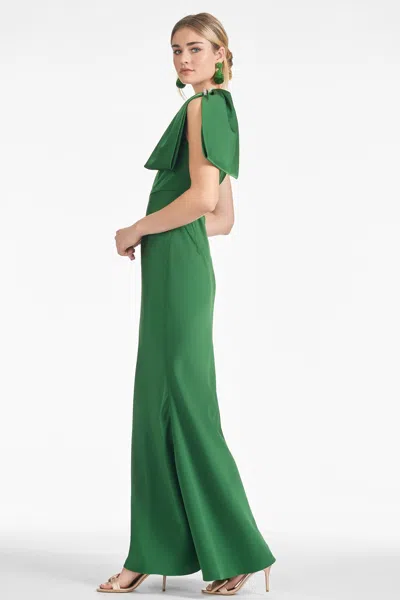 Sachin & Babi Aubrey One-shoulder Satin Charmeuse Gown In Emerald