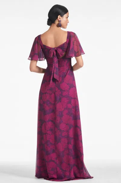 Sachin & Babi Aurora Gown In Magenta Bloom