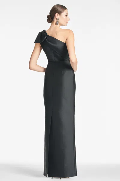 Sachin & Babi Bonnie One-shoulder Bow Column Gown In Black