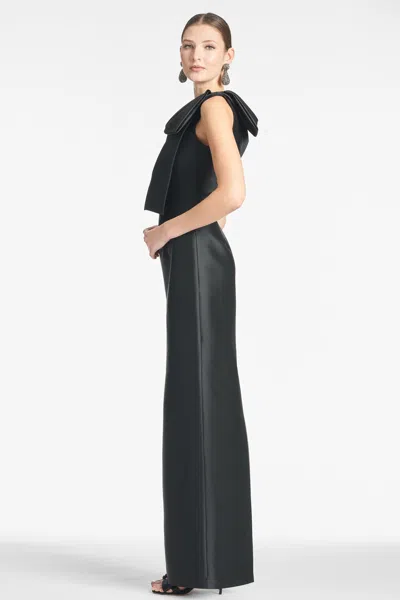 Sachin & Babi Bonnie One-shoulder Bow Column Gown In Black