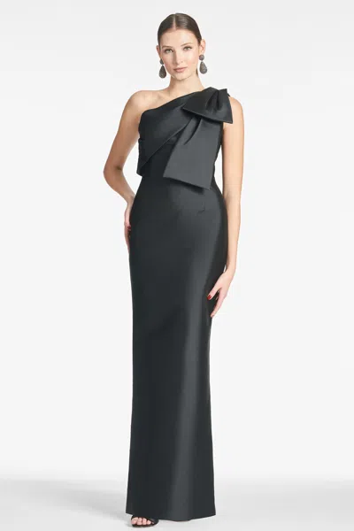 Sachin & Babi Bonnie One-shoulder Bow Column Gown In Black