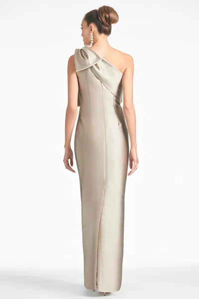 Sachin & Babi Bonnie One-shoulder Satin Column Gown In Pewter