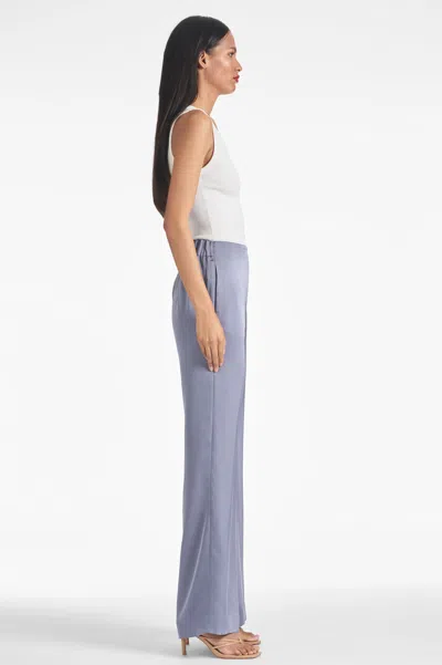 Sachin & Babi Reid Sequin-cuff Tie-neck Satin Crepe Top In Cool Grey