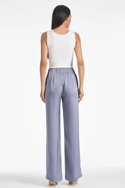 Sachin & Babi Reid Sequin-cuff Tie-neck Satin Crepe Top In Cool Grey
