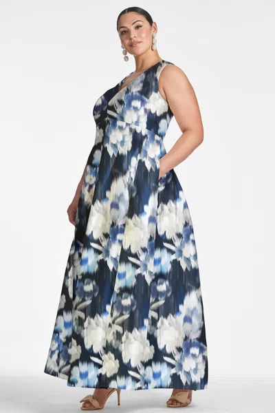 Shop Sachin & Babi Brooke Gown In Blue Ikat Floral